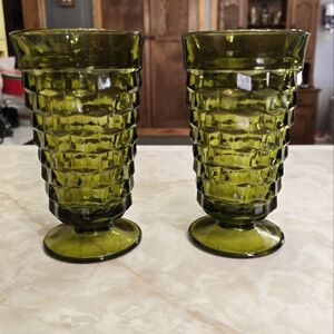 Set of 2 Indiana glass avacado barware